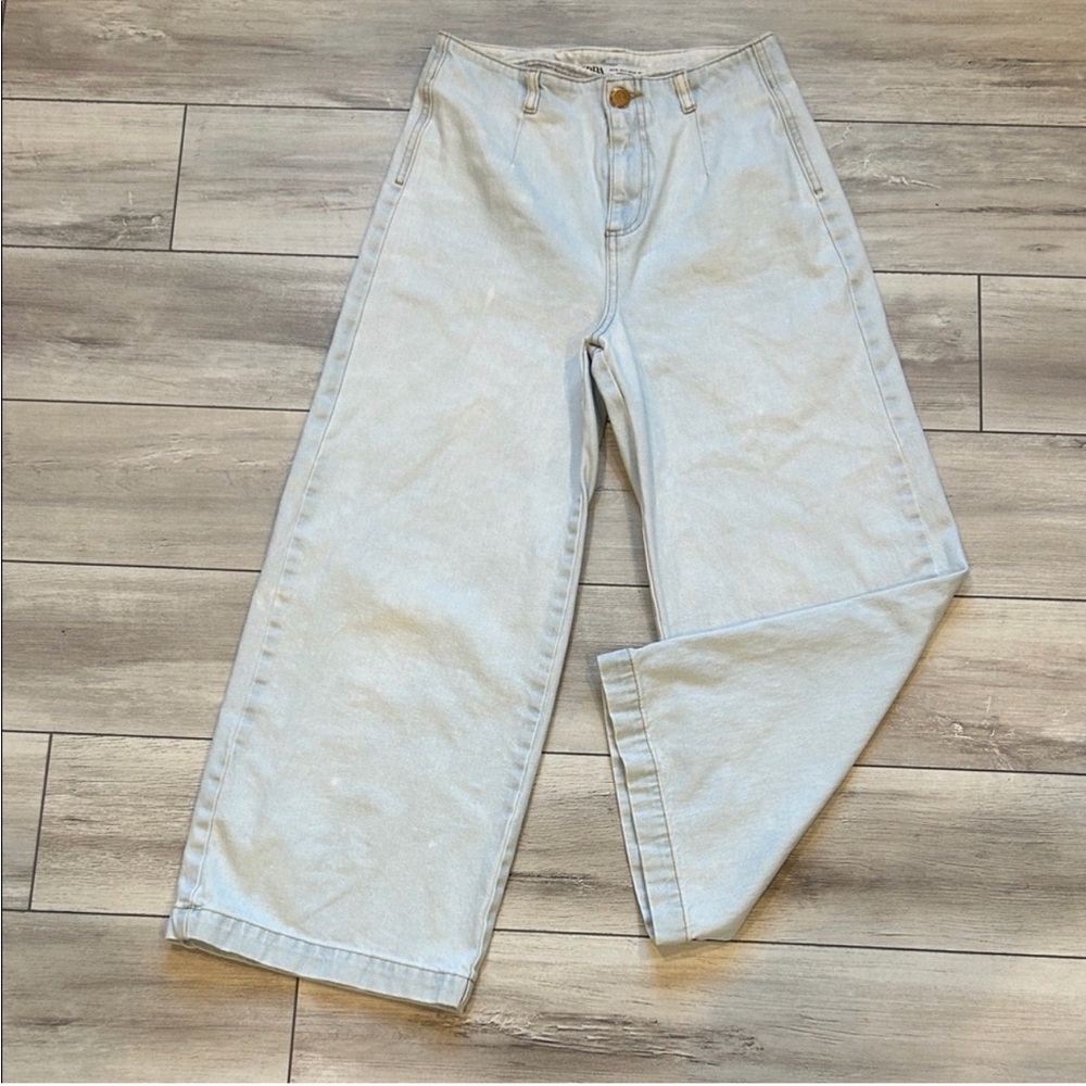 ZARA light bleach splash wide leg jeans size 4